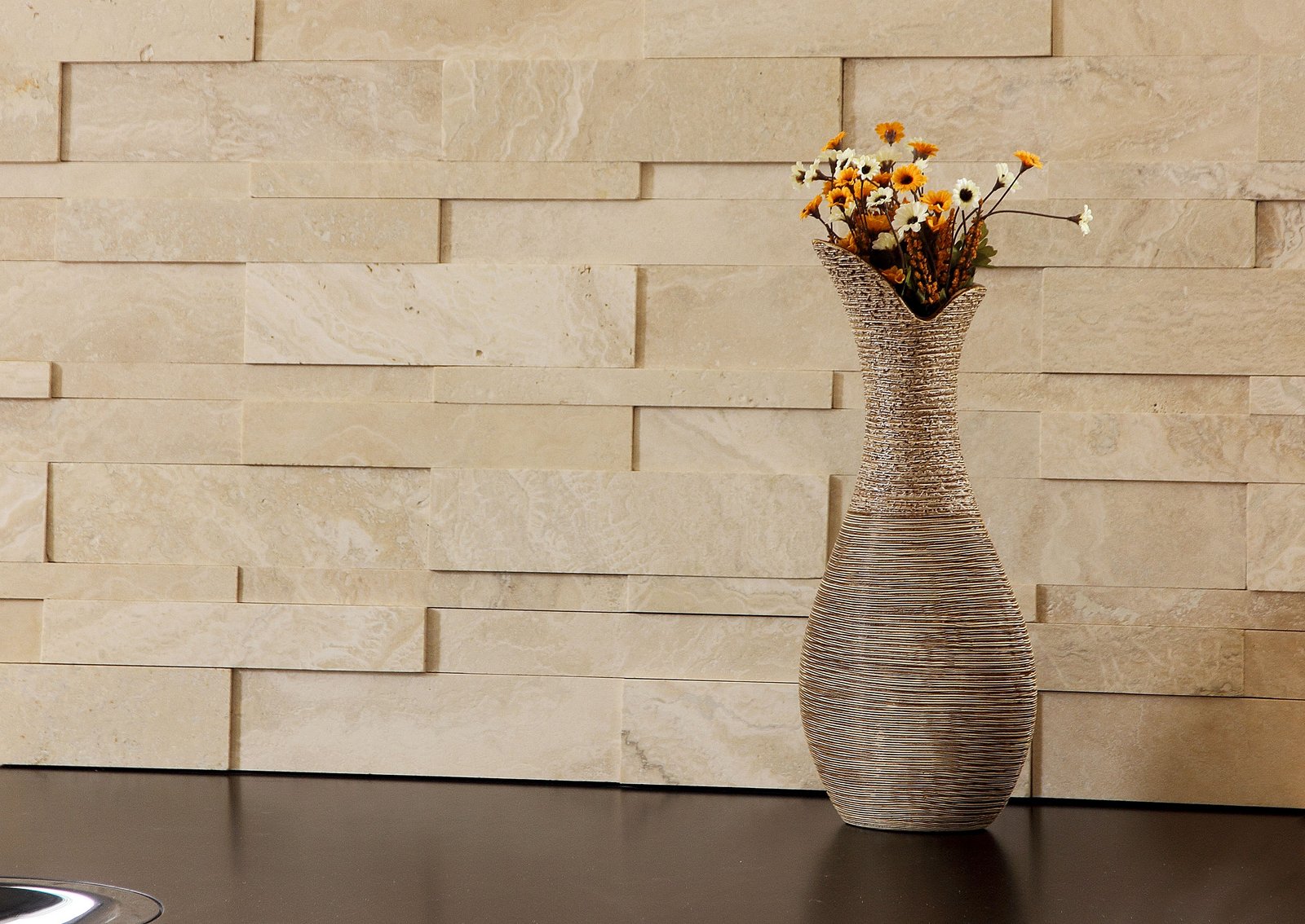 Wall Cladding with Cut Marble Pieces